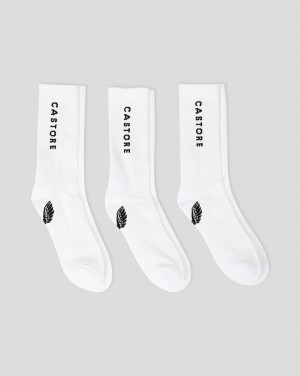 Castore Cushioned Crew Socks 3 Pack Beyaz | QM9417805