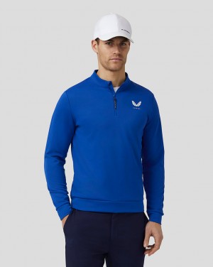 Castore Golf Club Classic Quarter Zip Top Kraliyet Mavisi Mavi | BU0382765