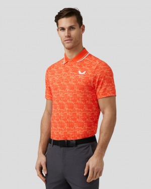 Castore Golf Printed Tech Polo Koyu Turuncu | RI6832759