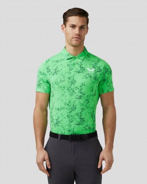 Castore Golf Short Sleeve Geo Printed Polo Lime | AX9742315