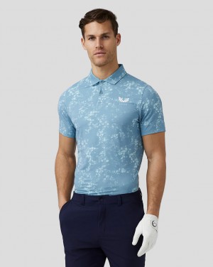 Castore Golf Short Sleeve Printed Polo Mavi | OL6082357