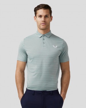 Castore Golf Textured Pique Stripe Polo Mavi | RP5163249