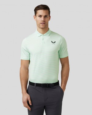 Castore Golf Yarn Dye Stripe Polo Lime | VH2706581